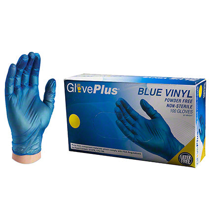 GlovePlus X-Large Blue Vinyl Industrial Latex Free Gloves 100ct